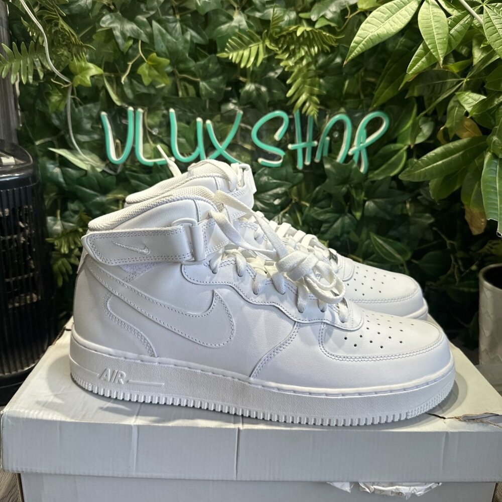 Nike Air Force 1 Mid 07 Triple White Men Classic Shoes Sneaker CW2289-111 Sz 12